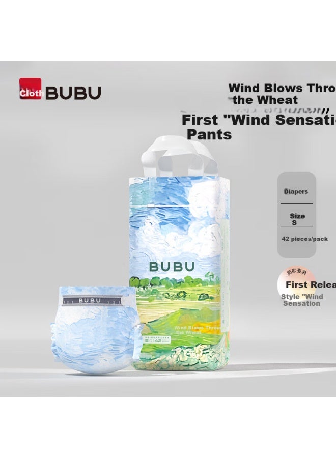 Bubu Wind-blowing Wheat Wave Diapers, Size S, 42 Pieces , Ultra-thin Breathable Wind-feel Pants - Image 1