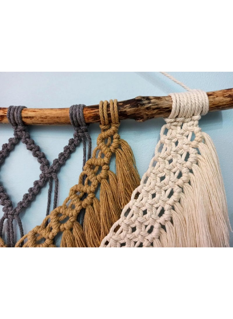 Antikiano A handcrafted decorative piece made from high-quality cotton cords, featuring a refined bohemian design with intricate knotting. It adds a touch of warmth and elegance to any wall. Perfect for decorating living rooms or bedrooms, bringing a natural and calming atmosphere to your space. - Image 3