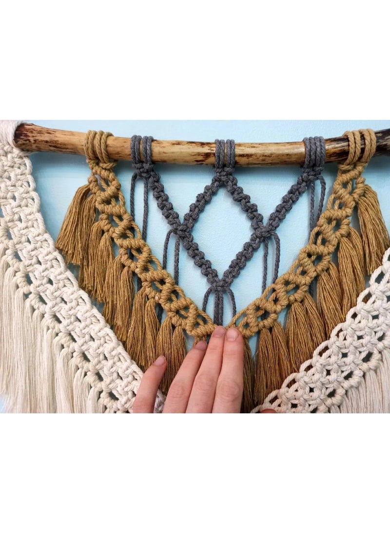 Antikiano A handcrafted decorative piece made from high-quality cotton cords, featuring a refined bohemian design with intricate knotting. It adds a touch of warmth and elegance to any wall. Perfect for decorating living rooms or bedrooms, bringing a natural and calming atmosphere to your space. - Image 2