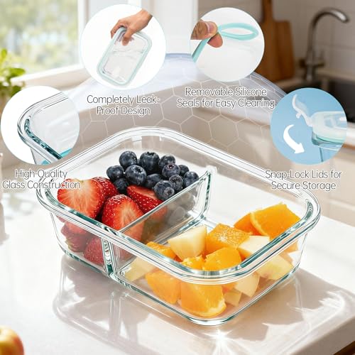 Piszvbej 3 Pack Glass Snack Containers, Glass Snack Pack Containers with Airtight Lids, No Leak, Easy Open Small Food Storage Container, Reusable Meal Prep Container, Perfect Lunch Box for Outdoor - Image 3