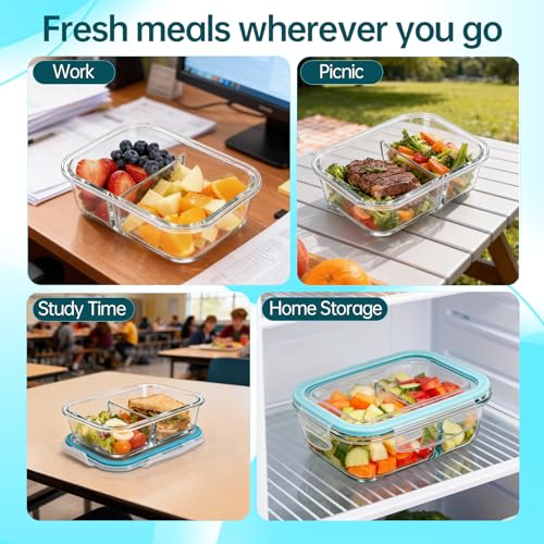 Piszvbej 3 Pack Glass Snack Containers, Glass Snack Pack Containers with Airtight Lids, No Leak, Easy Open Small Food Storage Container, Reusable Meal Prep Container, Perfect Lunch Box for Outdoor - Image 5