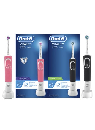Vitality D100 Black and Pink 1+1 Free Bundle Electric Rechargeable Toothbrush