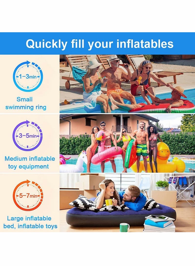 Excefore Electric Air Pump, Portable Quick-Fill Air Pump with 3 Nozzles,Car 240V/12V DC,Inflator/Deflator Air Mattress Pumps - Image 4