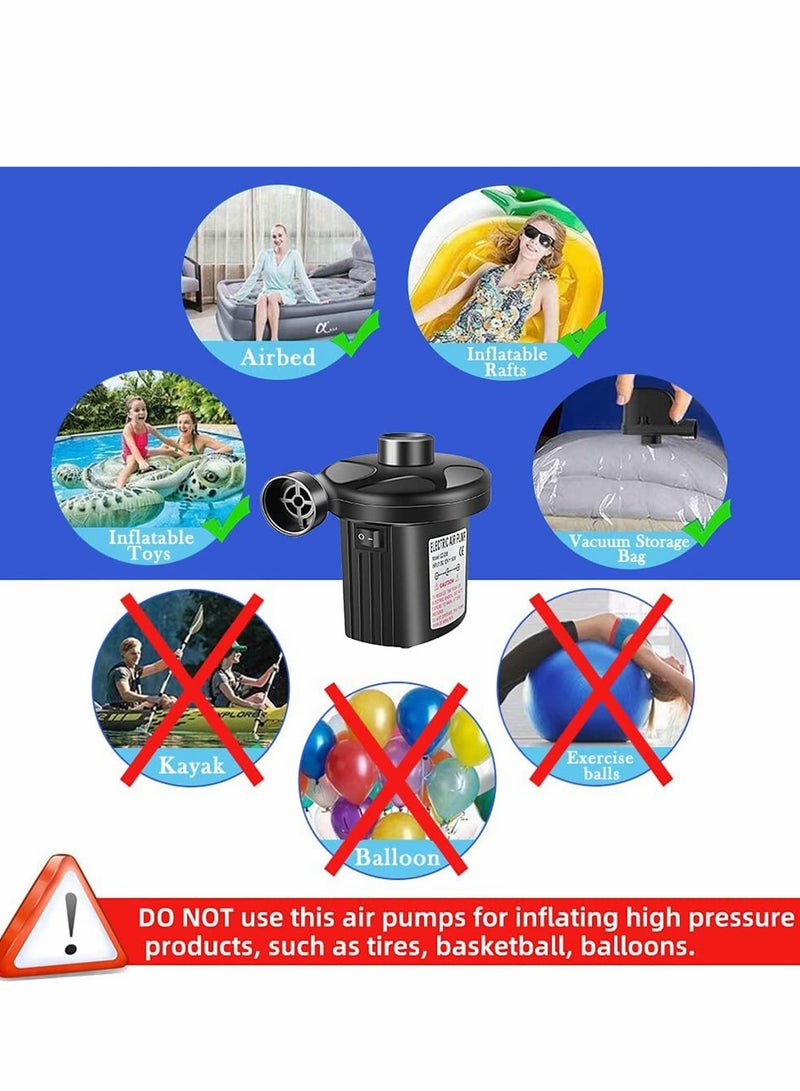 Excefore Electric Air Pump, Portable Quick-Fill Air Pump with 3 Nozzles,Car 240V/12V DC,Inflator/Deflator Air Mattress Pumps - Image 5