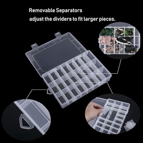OLMARTT KITCHENWARE 36 Grid Cells Multipurpose Plastic Storage Box with Removable Dividers for Medicine Pills, Jewelry, Pins, Screws, Cosmetics, Stationery Items, Transparent, Rectangular Storage Box - Image 3