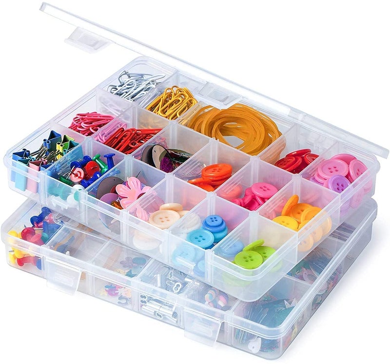 OLMARTT KITCHENWARE 36 Grid Cells Multipurpose Plastic Storage Box with Removable Dividers for Medicine Pills, Jewelry, Pins, Screws, Cosmetics, Stationery Items, Transparent, Rectangular Storage Box - Image 4