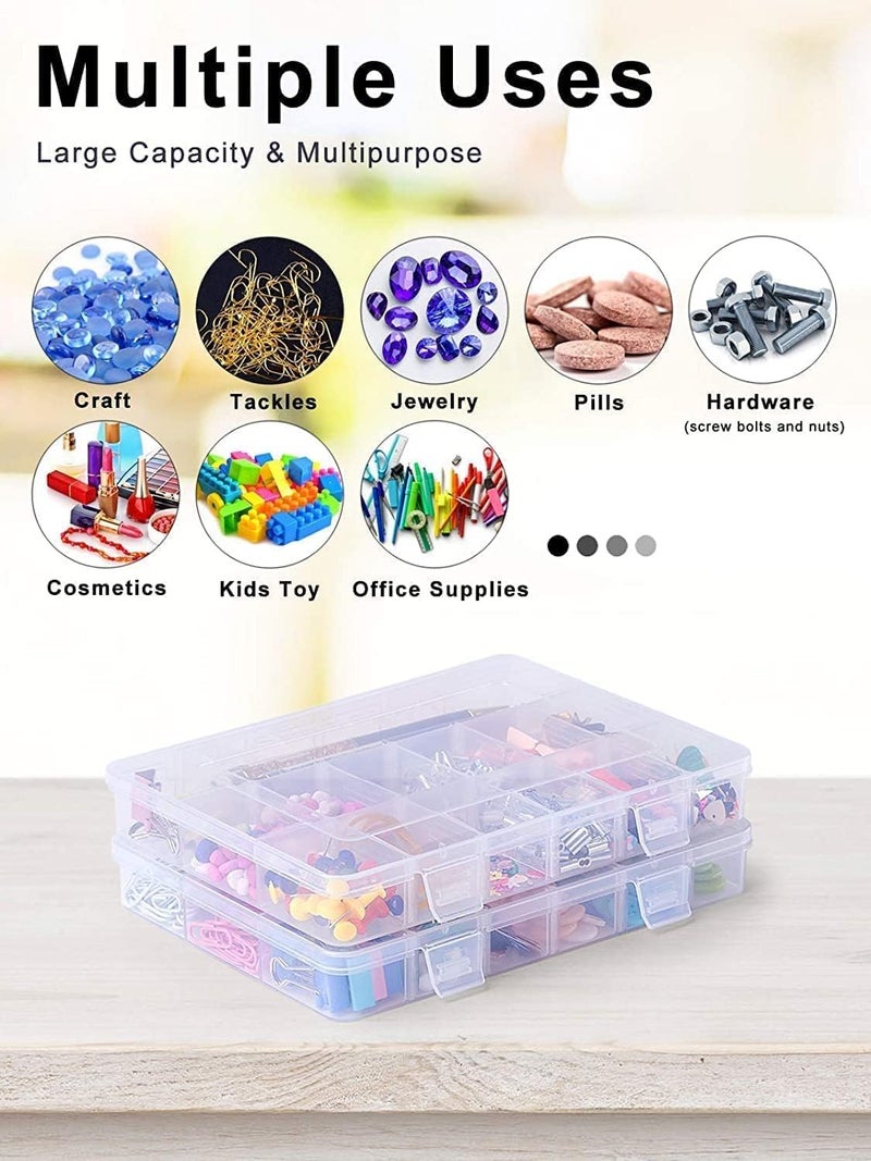OLMARTT KITCHENWARE 36 Grid Cells Multipurpose Plastic Storage Box with Removable Dividers for Medicine Pills, Jewelry, Pins, Screws, Cosmetics, Stationery Items, Transparent, Rectangular Storage Box - Image 5
