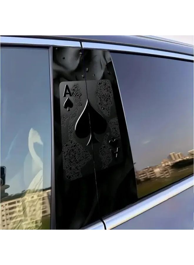 2 Ace Of Spades Car Stickers Glossy Black Vinyl B Pillar Protection Decals Self Adhesive Automotive Window Wall Decoration Easy Application No Residue Removal For Cars Trucks SUVs Matte Glossy Surfaces - Image 5