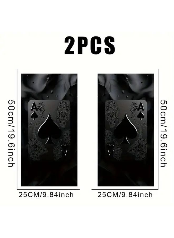 2 Ace Of Spades Car Stickers Glossy Black Vinyl B Pillar Protection Decals Self Adhesive Automotive Window Wall Decoration Easy Application No Residue Removal For Cars Trucks SUVs Matte Glossy Surfaces - Image 2