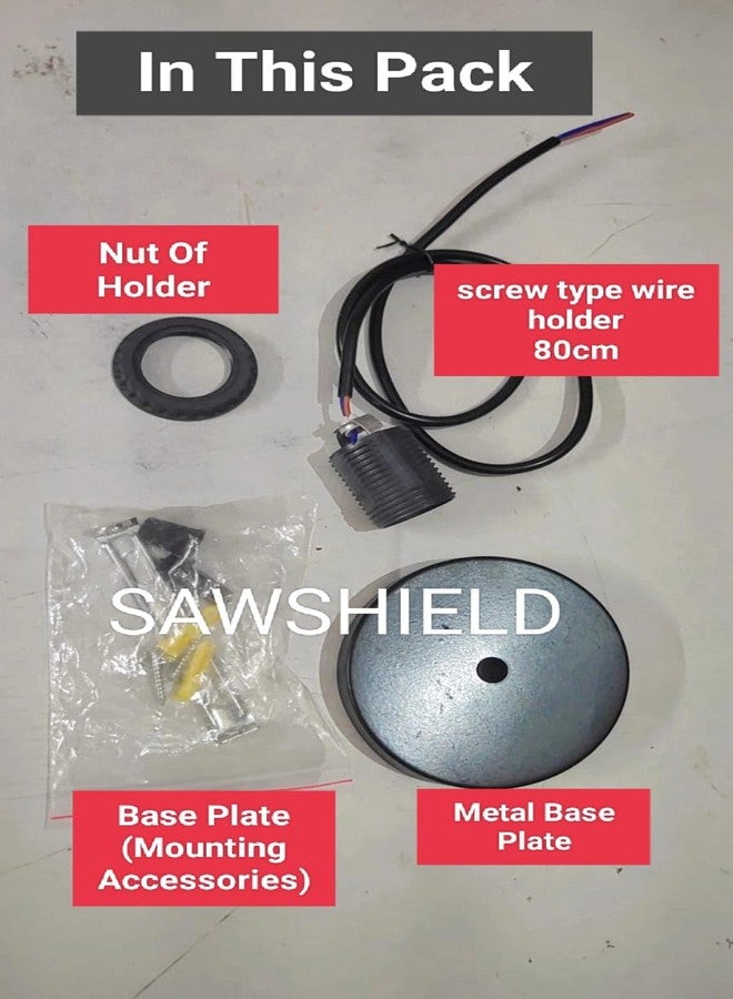 SAWSHIELD Decorative Filament Bulb Holder (Screw type) with Wire Hanging, E27 Fitting with metal base plate (80 cm, BLACK) (pack of 1) - Image 4