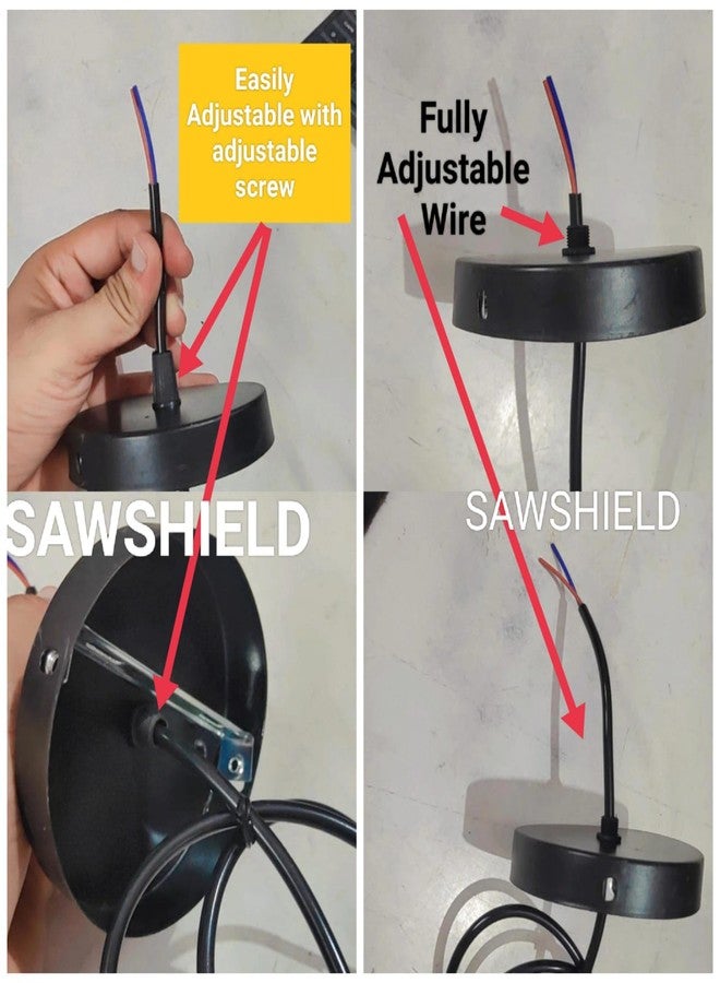 SAWSHIELD Decorative Filament Bulb Holder (Screw type) with Wire Hanging, E27 Fitting with metal base plate (80 cm, BLACK) (pack of 1) - Image 5