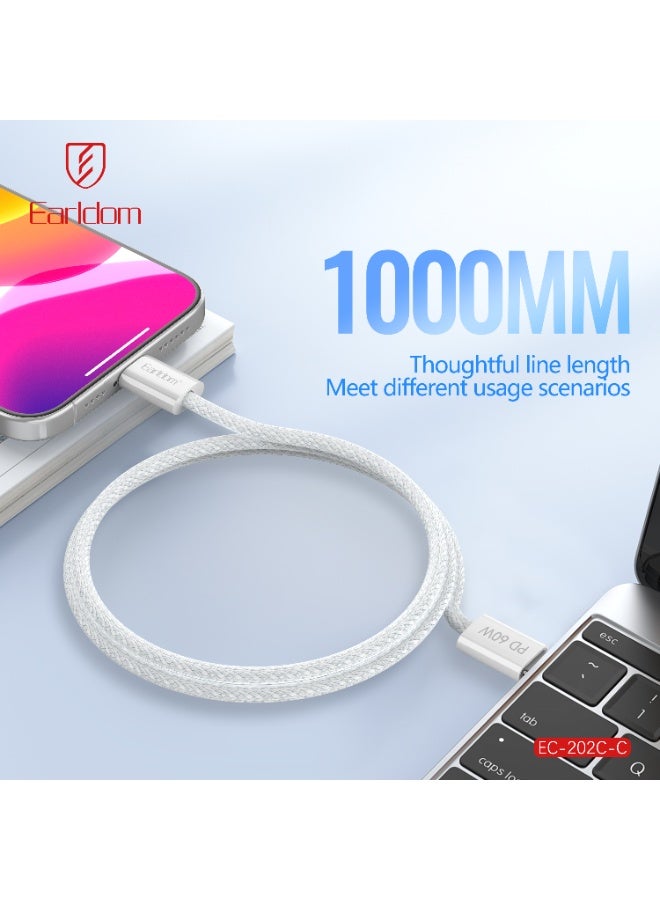 أيرلدوم كابل شحن سريع يو اس بي-سي إلى يو اس بي-سي 60 واط – كابل مضفر 1 متر لأجهزة آيفون 16 ، آي باد ، ماك بوك ، أندرويد ، و تايب سي - Image 2