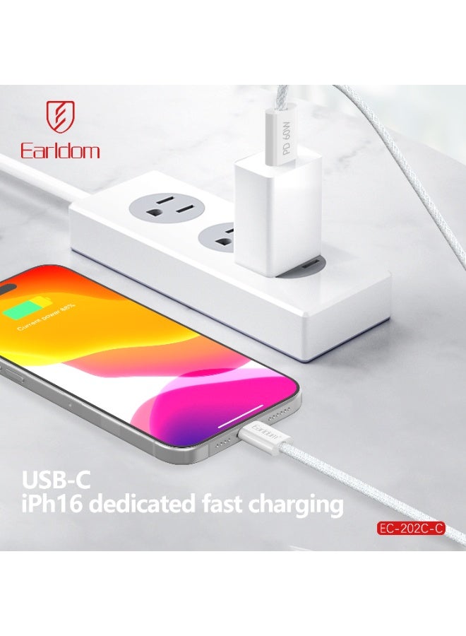 أيرلدوم كابل شحن سريع يو اس بي-سي إلى يو اس بي-سي 60 واط – كابل مضفر 1 متر لأجهزة آيفون 16 ، آي باد ، ماك بوك ، أندرويد ، و تايب سي - Image 3