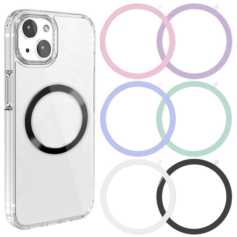 CKANDAY 6 Colors Universal Metal Rings Compatible with Magsafe Magnetic Wireless Charger, Adapter Ring Sticker for Cell Phone Case Magnet Wireless Charging, Compatible with iPhone 16/15/14/ Samsung Galaxy - Image 1