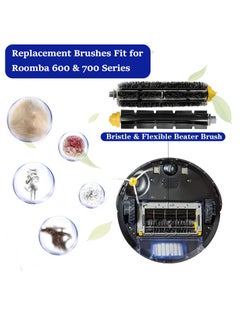 SYOSI SYOSI 2 Sets  Replacement Brushes Fit for iRobot Roomba 600 and 700 Series 614 620 630 635 640 645 650 655 660 675 680 690 695 760 770 780 Vacuum Cleaner Bristle & Flexible Beater Brush  - Image 2