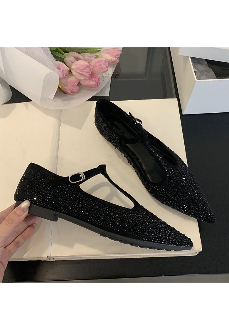French Style Niche Fdiamond Soft Sole Flat Sole Single Shoe  - Image 1