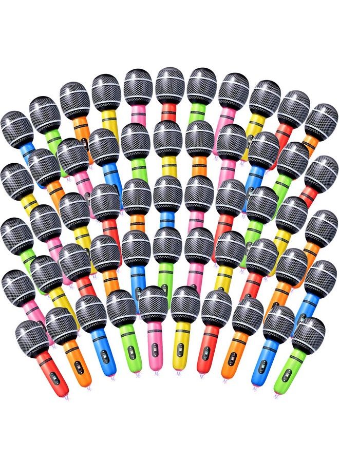 Zhanmai Inflatable Microphones Blow Up Microphone Assorted Colors Inflatable Microphone Props Plastic Toys For Musical Concert Themed Party Role Play Birthday Party Decoration Supplies(72 Pieces) - Image 2