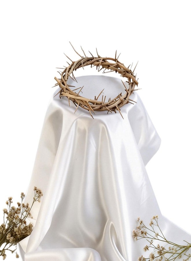 Acfruits Nature Crown of Thorns Wearable with 67'' Satin Fabric, 7.5-8" Handmade for Christian Easter, Church Events - Image 1
