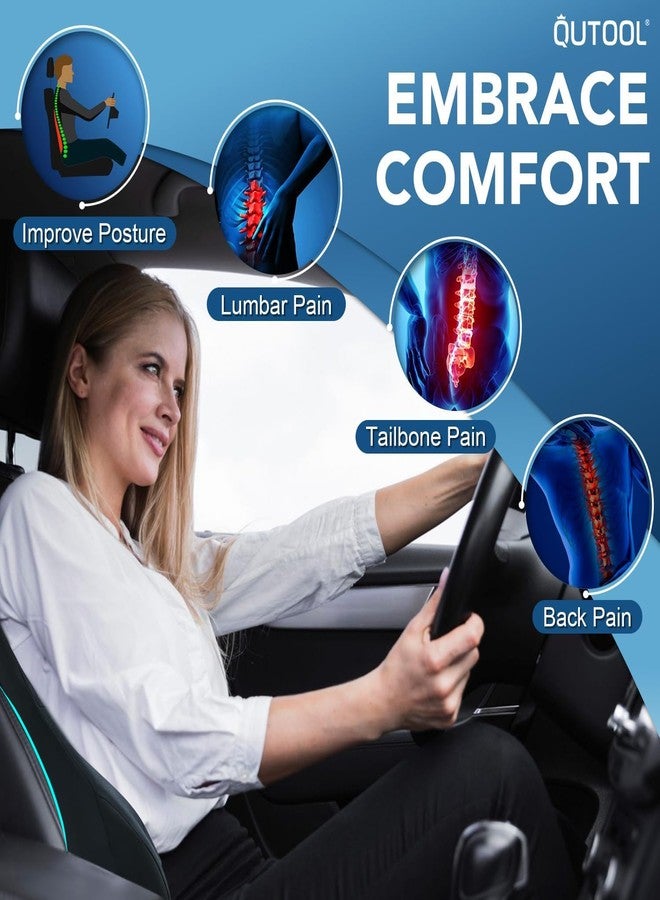 QUTOOL Lumbar Support Pillow for Car, Truck Accessories Travel Essentials, Memory Foam Back Cushion for Driving Seat, Back Pain Relief,Washable Cover, Lower Back Support Fits Most Cars(Black) - Image 2