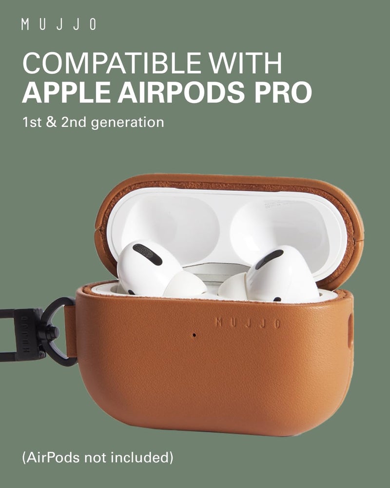 Mujjo Echelon Leather Case for AirPods Pro (2nd Gen) - Wireless Charging Compatible - Durable & Luxurious Design - Secure Fit - Premium Leather - Tan - Image 4