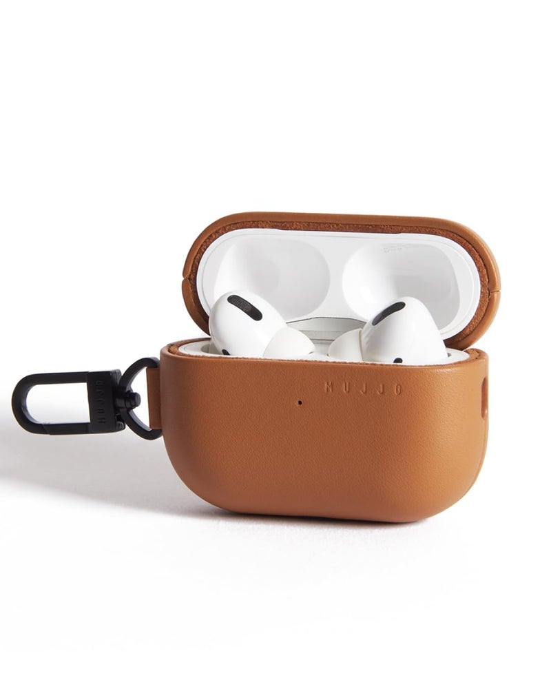 Mujjo Echelon Leather Case for AirPods Pro (2nd Gen) - Wireless Charging Compatible - Durable & Luxurious Design - Secure Fit - Premium Leather - Tan - Image 1