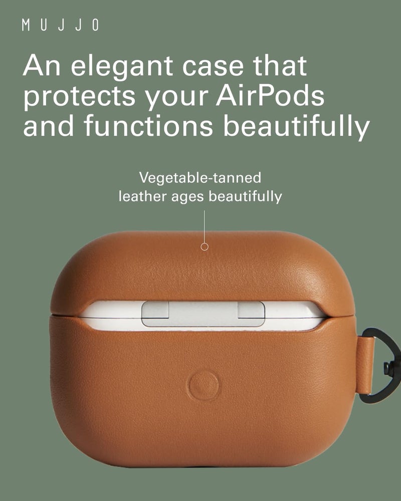 Mujjo Echelon Leather Case for AirPods Pro (2nd Gen) - Wireless Charging Compatible - Durable & Luxurious Design - Secure Fit - Premium Leather - Tan - Image 5