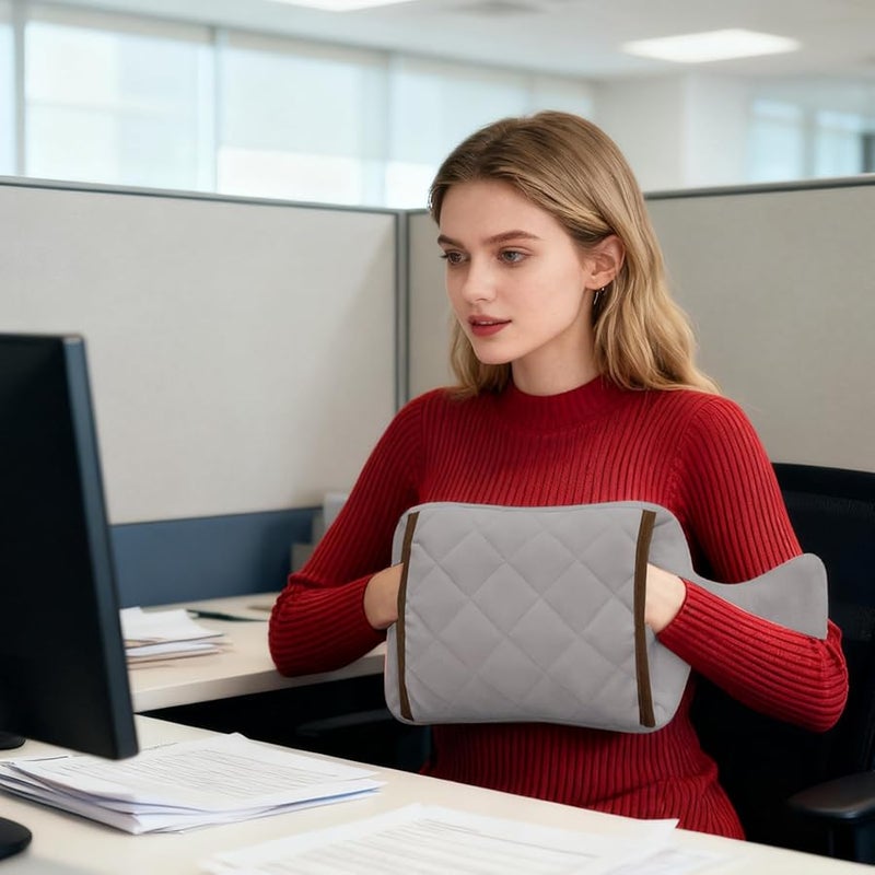 Grey Rechargeable Hot Water Bottle Leakproof Threaded Stopper For Menstrual Cramp Relief - Image 4