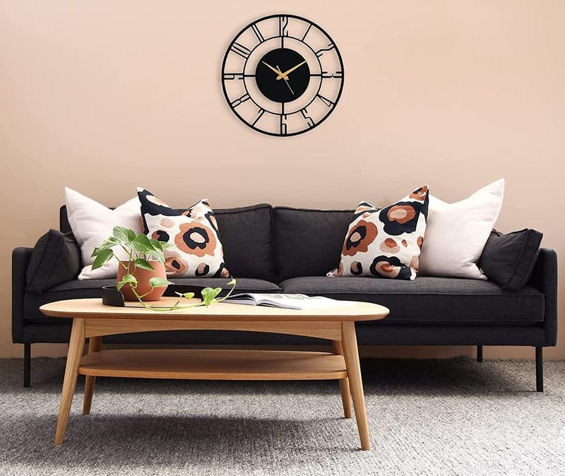 AVVIC MART Designer Metal Wall Clock for Living Room | Latest Antique Stylish Fancy Decorative Big Size Wall Watch for Bedroom, Office, Kitchen, Dining, Hall and Decor (Black(ST-1), 40CM) - Image 3