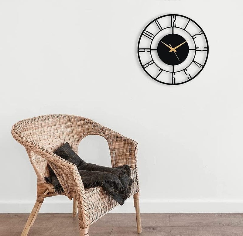 AVVIC MART Designer Metal Wall Clock for Living Room | Latest Antique Stylish Fancy Decorative Big Size Wall Watch for Bedroom, Office, Kitchen, Dining, Hall and Decor (Black(ST-1), 40CM) - Image 4