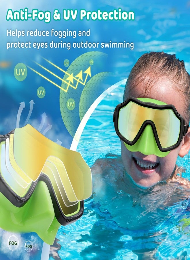 Vvinca 2 Pack Kids Swim Goggles with Nose Cover for Boys Girls 3-15, Anti Fog Diving Mask with Shatterproof Safety Lens for Toddler, Waterproof Swimming Goggles Value Set for Beach & Pool Beach - Image 2
