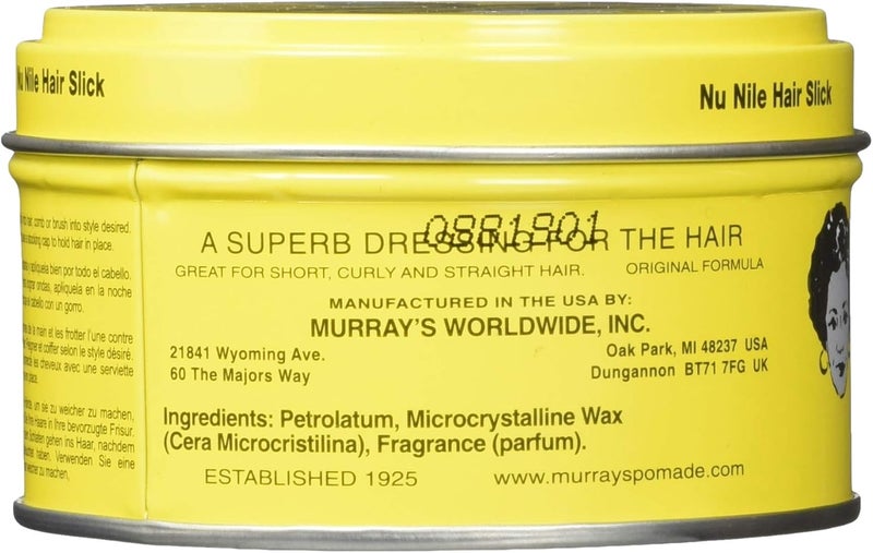 Murray's Nu Nile Hair Slick Dressing Pomade - 3 oz Jar for All Hair Types - Image 3