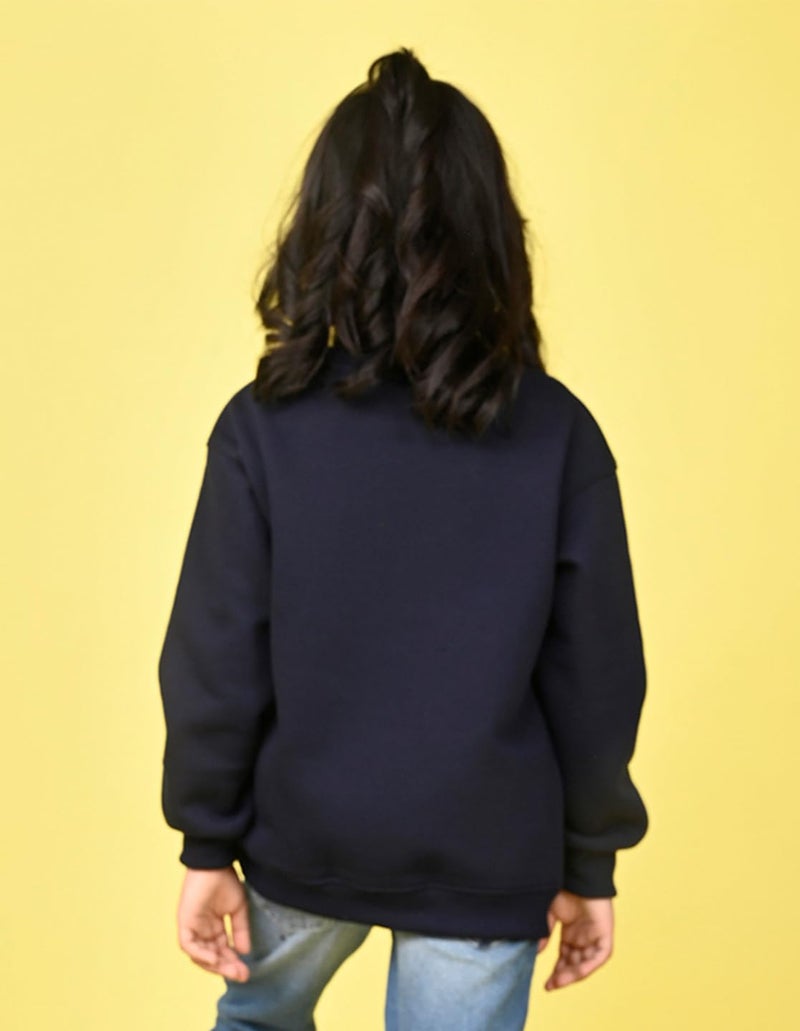Nusyl Girl's Fleece Crew Neck Sweatshirt (NUUCOSWT0885.3_Navy Blue - Image 2