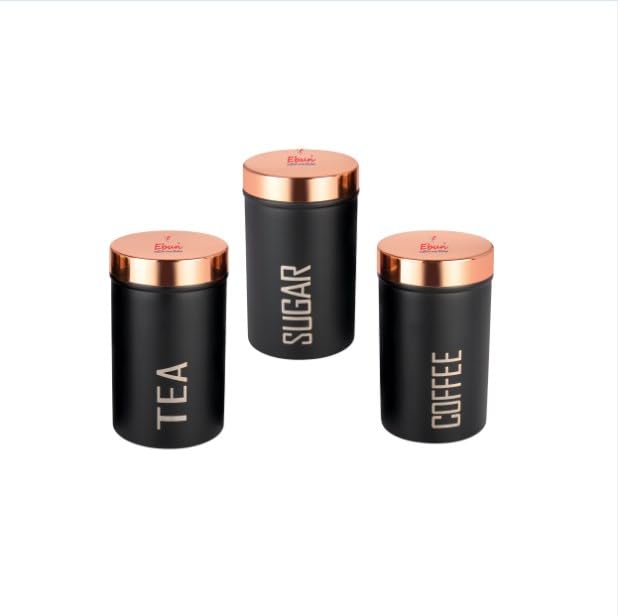 Ebun Stainless Steel Tea Coffee Sugar Container Kitchen Organizer Tea Coffee Sugar Jar Kitchen Accessories Tea Coffee Sugar Container Tea Coffee Sugar Jars Set Of 3 500 Gms - Image 4