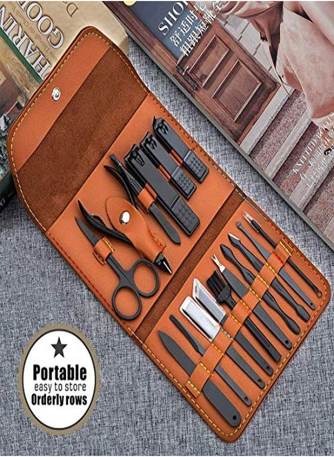 DOCOSS - 16 In 1 Proffesional Stainless Steel Manicure Pedicure Kit For Women Pedicure Tools Set Nail Cutter Grooming Kit With Acne Needle Blackhead Tool Manicure Tool Kit Pedicure Tools - Image 1