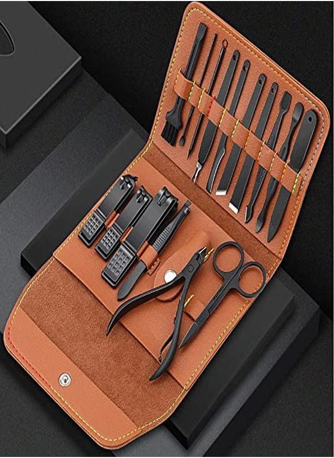 DOCOSS - 16 In 1 Proffesional Stainless Steel Manicure Pedicure Kit For Women Pedicure Tools Set Nail Cutter Grooming Kit With Acne Needle Blackhead Tool Manicure Tool Kit Pedicure Tools - Image 1