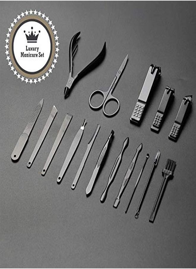DOCOSS - 16 In 1 Proffesional Stainless Steel Manicure Pedicure Kit For Women Pedicure Tools Set Nail Cutter Grooming Kit With Acne Needle Blackhead Tool Manicure Tool Kit Pedicure Tools - Image 1