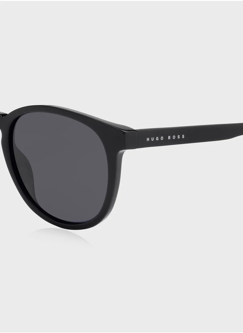 BOSS Woggles Enigma Polarized Round Sunglasses