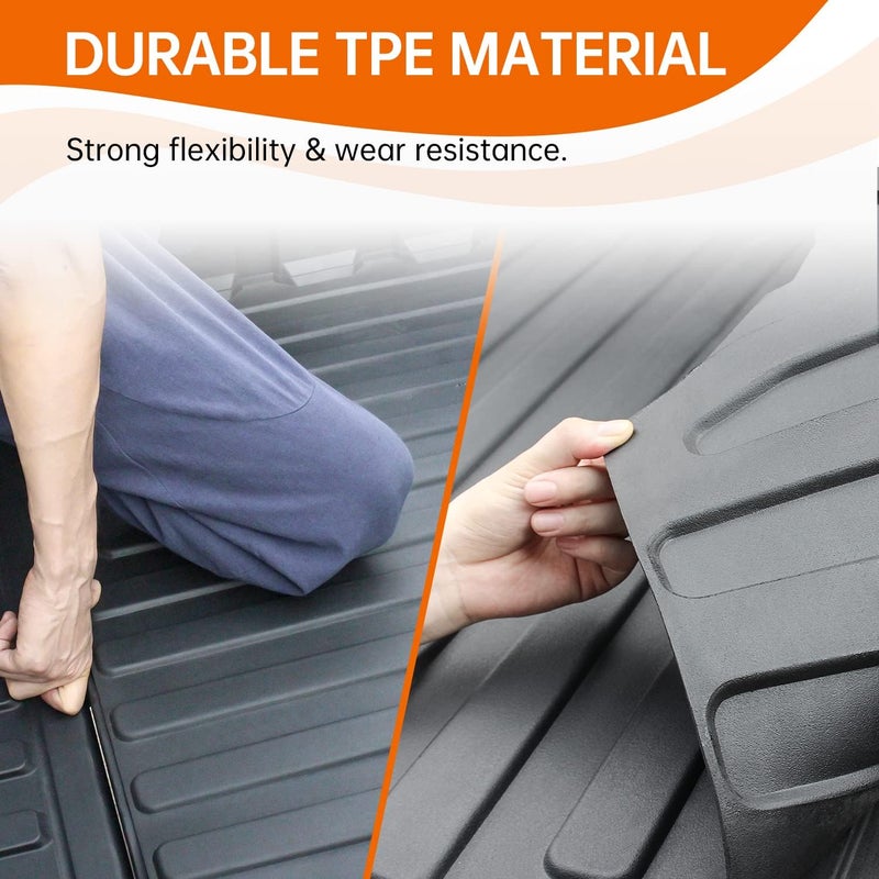CUSAUTV Rear Cargo Bed Mat for Polaris Ranger XP 1000 Crew (2018-2022) - TPE Rubber Liner - Image 2
