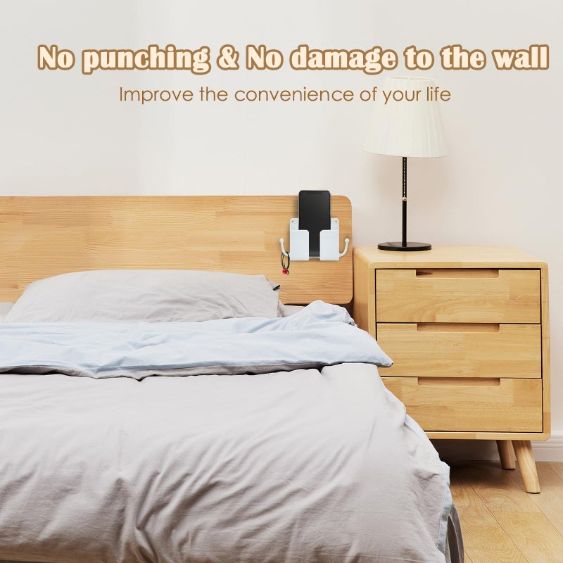 CRITIVE-SHOP 5 Pcs Wall Mount Phone Stand For Bed, Shower, Remote Control With Hooks, Self-Adhesive Universal Media Organizer Storage Box (Mixed Colors) - Image 3