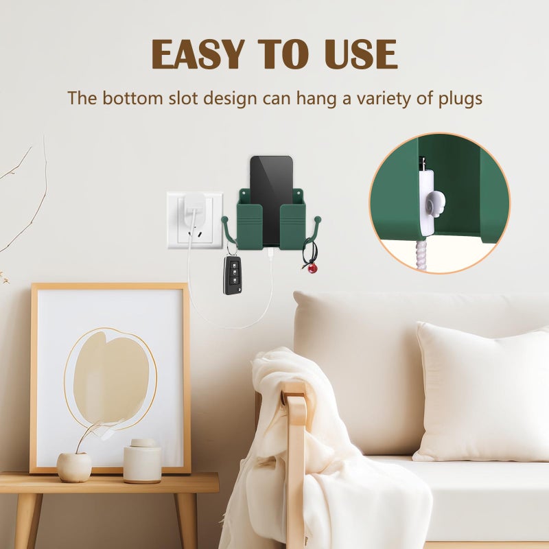 CRITIVE-SHOP 5 Pcs Wall Mount Phone Stand For Bed, Shower, Remote Control With Hooks, Self-Adhesive Universal Media Organizer Storage Box (Mixed Colors) - Image 4