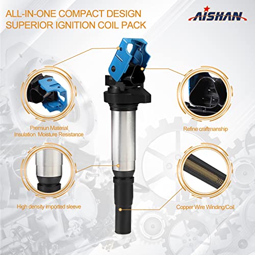 AISHAN Set of 4 Ignition Coil Pack Compatible with Mini Cooper Countryman Paceman L4 16L DOHC SOHC Replace UF5981213757501019005293 - Image 3