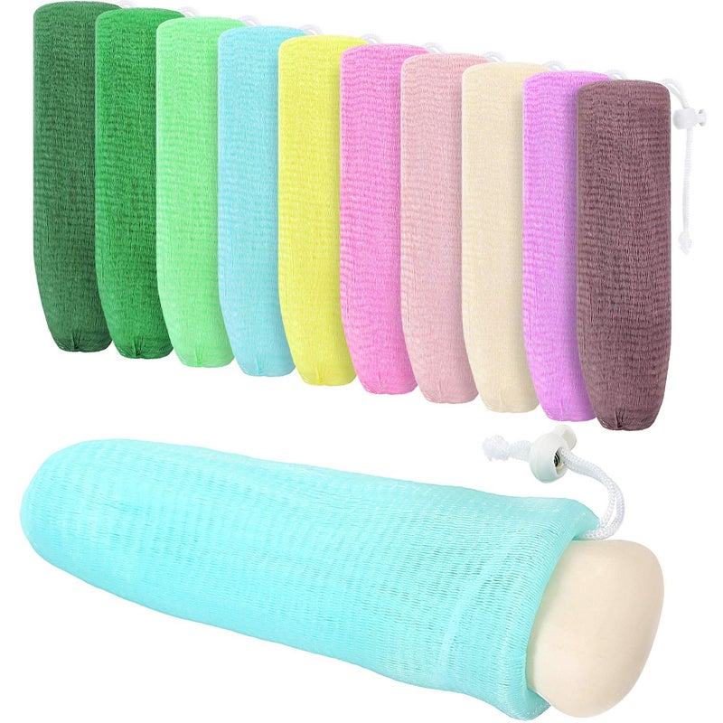BOAO Exfoliating Mesh Soap Pouch Mesh Soap Saver Bag Bubble Foam Net for Body Facial Cleaning Tool Random Colors