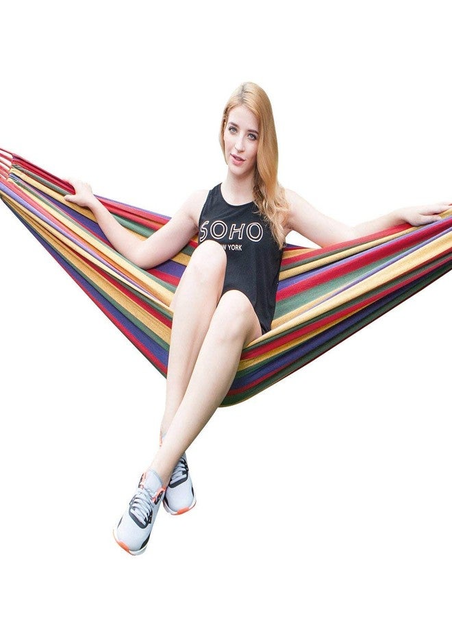 REIL RAID Outdoor Camping Canvas Fabric Portable Garden Hammocks Striped Ultralight Outdoor Beach Swing Bed with Strong Rope,Swing for Garden (280 X 80, Red) - Image 2
