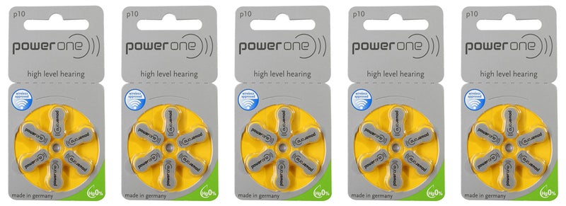 FCS Power One Size P10 Hearing Aid Battery Zinc Air Mercury-Free (5 Strip Total 30 Batteries) - Image 1