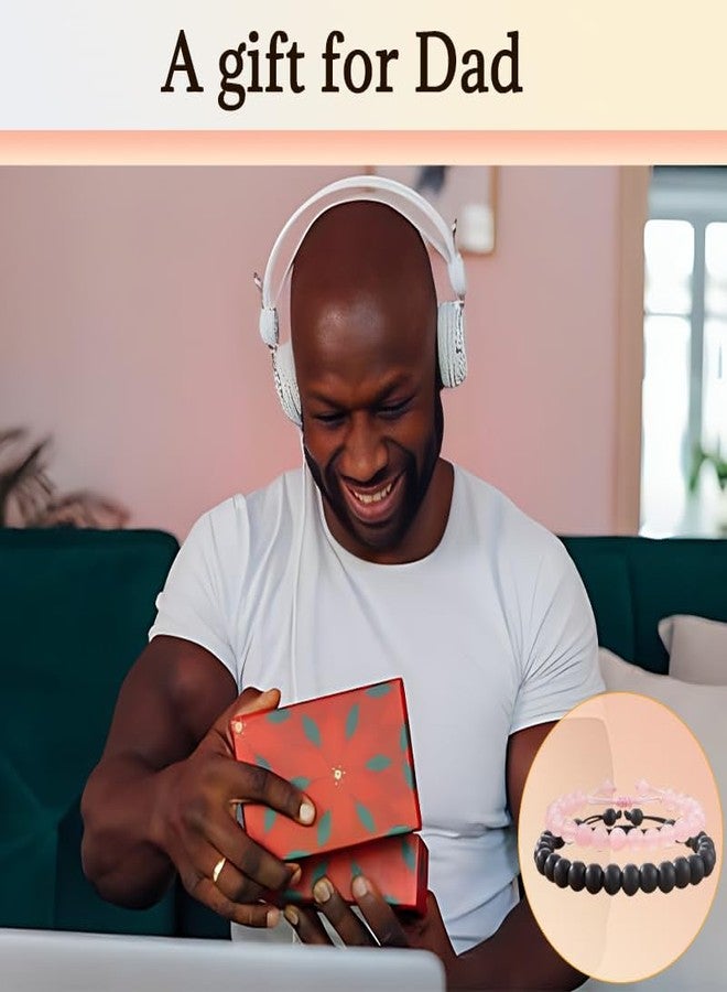 أساور يانغ تشيان المتطابقة للأب وابنته، هدية مثالية لعيد الأب من ابنته، هدية عيد ميلاد مميزة للآباء، سوار قابل للتعديل من الأحجار الطبيعية للأب - Image 2