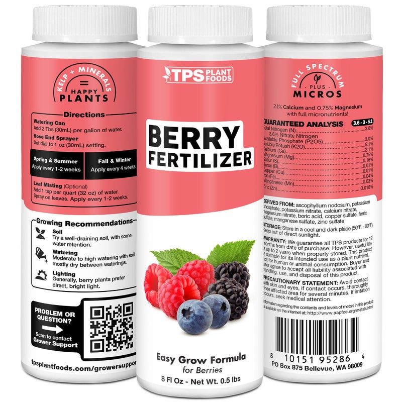 TPS NUTRIENTS Berry Fertilizer, Complete Liquid Strawberry and Blueberry Plant Food, Great for All Berries, 8 oz (250mL) - Image 5