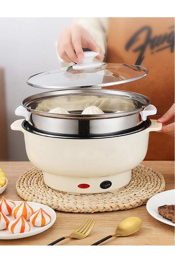 MACAIIROOS 3.5L Electric Hot Pot with steamer basket, Nonstick Electric pot Dual Power Temperature Control,for Shabu, Noodles, Sauté, Suitable for dormitories, office, camping, home, white - Image 5