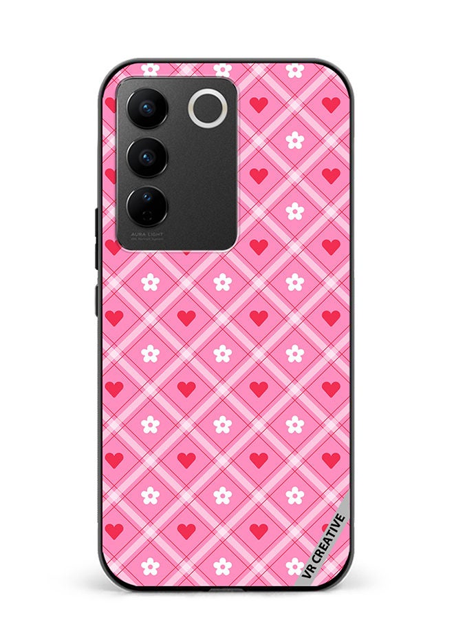 VR CREATIVE Protective Case Cover For Vivo V27e Cute Heart Love Daisy Flower Design Multicolour - Image 1