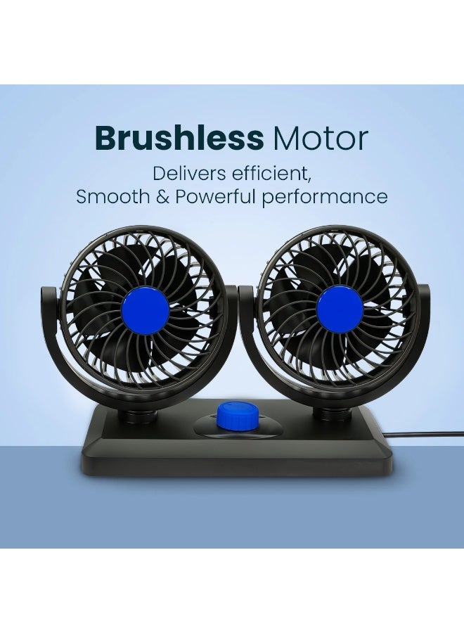 Double-Headed Vehicle Fan 12V (Model F30) – Dual Adjustable Car Dashboard Cooling Fan with 360° Rotation, Two-Speed Settings, Low Noise Operation, Powerful Wind Flow & 100% Copper Motor for Cars, Trucks, and SUVs - Image 5