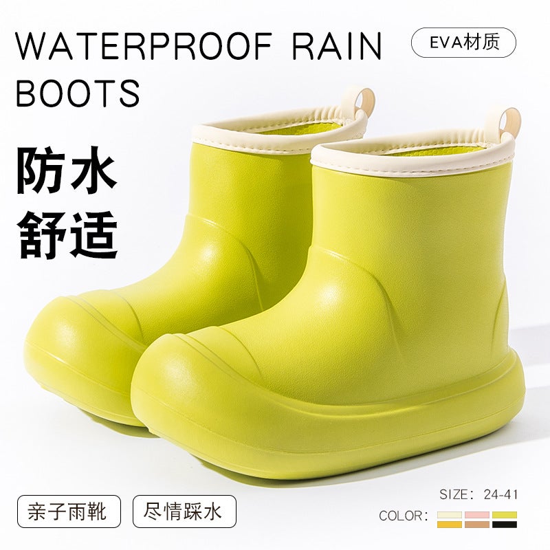Rain Boots 2024 New Outer Wear Thick-Soled High-Top Fashion Family Non-Slip Waterproof Rain Boots Internet Celebrity Outdoor Four-Season Rubber Shoes - Image 3
